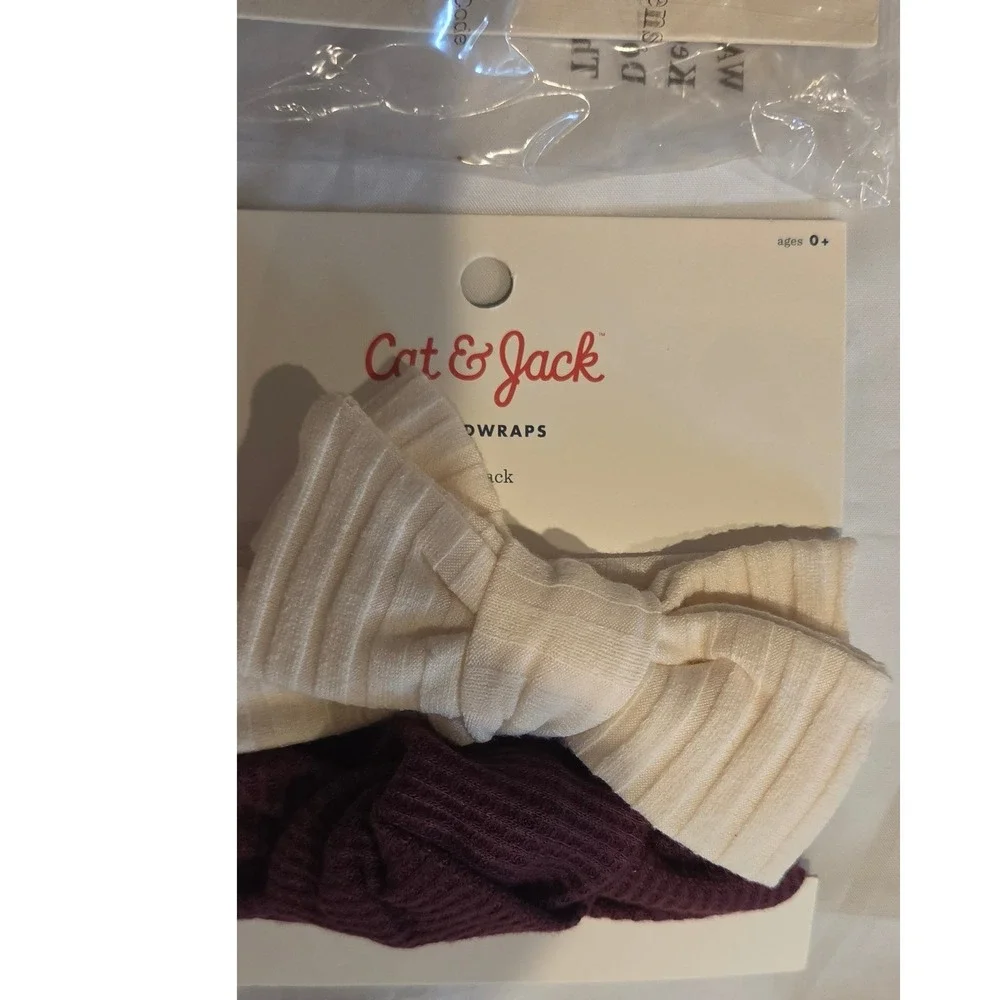 Cat & Jack Headwraps Kids 0+ Cream Burgundy 2-4 Pack Ribbed Bow Knit Lot, NWT